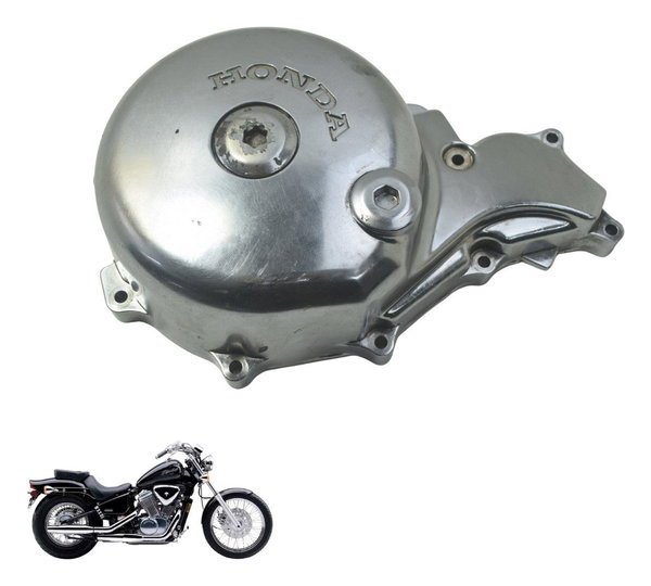 Tampa Motor Esq Estator C/ Detal Honda Vt Shadow 600 C 95-05 Prateado