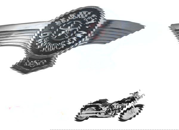 Emblema Tanque Direito Harley Softail Fat Boy 12-15 Original Prateado