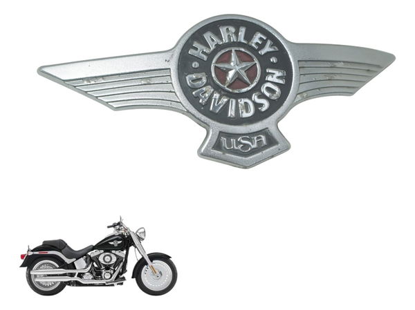 Emblema Tanque Dir C/detal Harley Softail Fat Boy 12-15 Orig Prateado