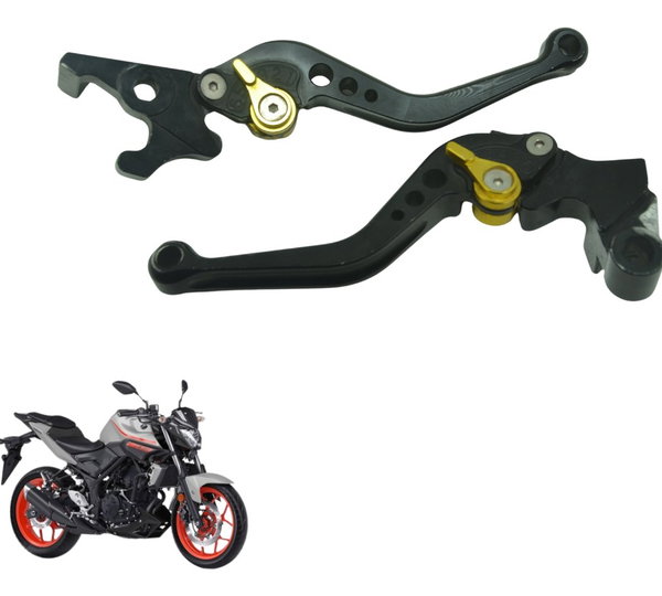 Par Manete C/ Avaria Esportivo Yamaha Mt 03 16-19 Preto