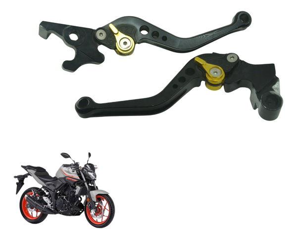 Par Manete C/ Avaria Esportivo Yamaha Mt 03 16-19 Preto