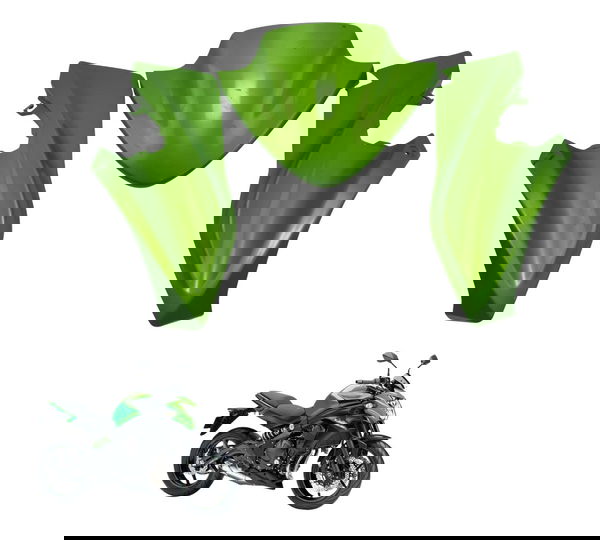 Carenagem Frontal Farol C/ Avaria Kawasaki Er 6n 13-17 Orig Verde