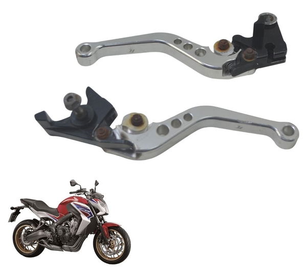 Par Manete Esportivo C/ Avaria Honda Cb 650 F 15-18 Original Prateado