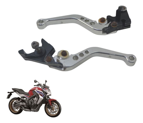 Par Manete Esportivo C/ Avaria Honda Cb 650 F 15-18 Original Prateado