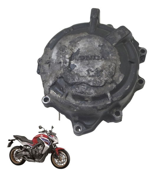 Tampa Esquerda Estator C/ Avaria Honda Cb 650 F 15-18 Origi Prateado