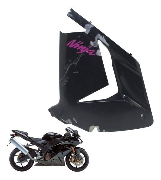 Carenagem Lateral Esquerda C/ Avariakawasaki Zx 10r 05-06 - Preto