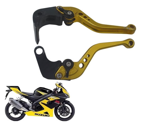Par Manete Evolution C/detal Suzuki Gsx-r Srad 1000 06-07 Dourado E Preto