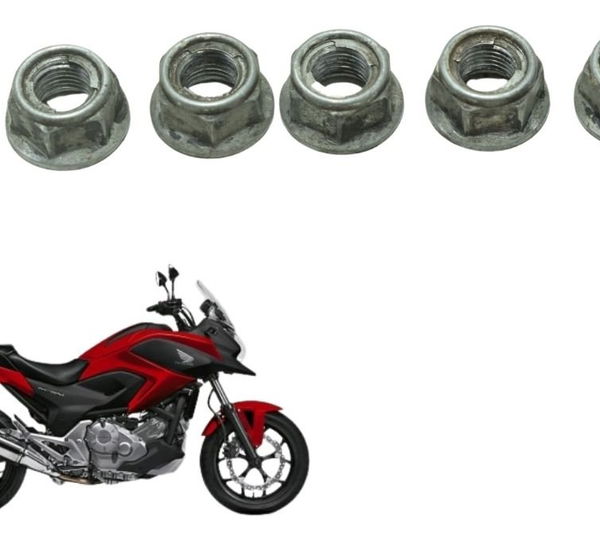 Jogo Porca Cubo Coroa Honda Nc 700 12-15 Original Cinza