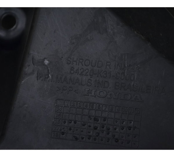 Carenagem Lateral Inter Dir Avar Honda Cb 250f Twister 16-19 Preto