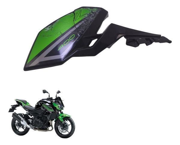 Carenagem Lateral Esq C/avaria Kawasaki Z 400 19-23 Original Verde