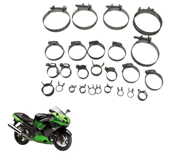 Kit Abraçadeira Diversas Kawasaki Ninja Zx 14r 10-13 Origi