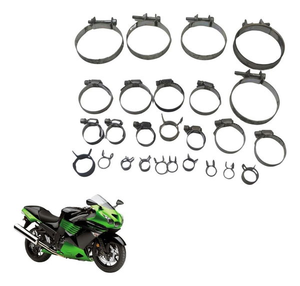Kit Abraçadeira Diversas Kawasaki Ninja Zx 14r 10-13 Origi
