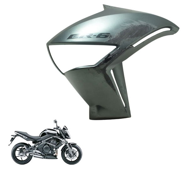 Carenagem Lateral Esquerda C/avaria Kawasaki Er 6n 10-12 Org Cinza-escuro