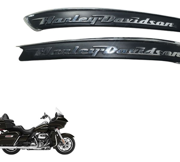 Par Emblema Tanque Harley Road Glide Touring 17-20 Orig Preto