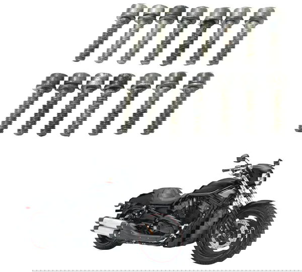 Jogo Parafuso Tampa Motor Estator Harley Night Rod 07-11 Prateado