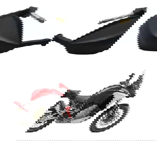 Par Protetor Punho C/ Detal Ducati Multistrada V4 21-25 Orig Preto Esquerdo/direito