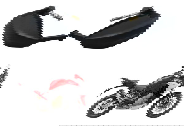 Par Protetor Punho C/ Detal Ducati Multistrada V4 21-25 Orig Preto Esquerdo/direito