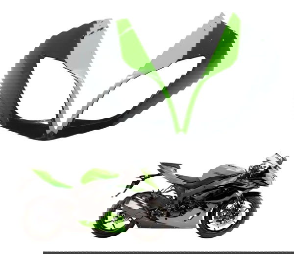 Carenagem Frontal Farol C/ Avaria Kawasaki Zx6r 08-12 Origin Preto