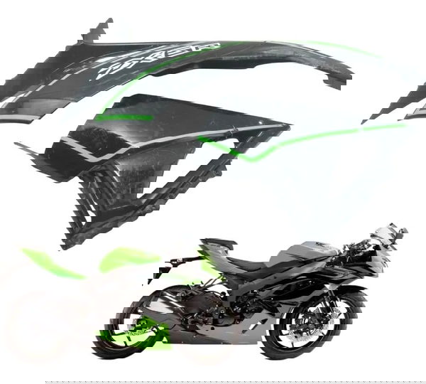 Carenagem Lateral Esquerda C/avaria Kawasaki Zx6r 08-12 Orig Preto
