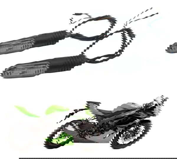 Par Pisca Traseiro Paralelo C/ Avaria Kawasaki Zx6r 08-12 Direito Cinza