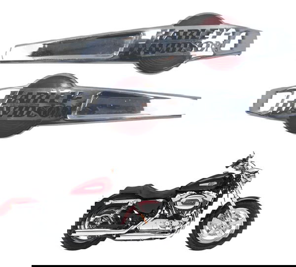 Par Emblema Tanque Harley Xl 1200 Cb 14-16 Original Prateado