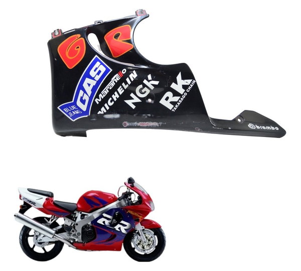 Spoiler Esquerdo C/ Detalhes Honda Cbr 900 Rr 98-99 Original Preto