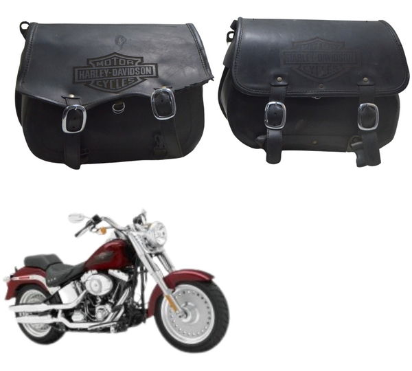Par Bolsa Lateral Harley Softail Fat Boy 07-11 Paralelo Preto