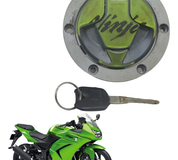 Tampa Tanque C/ Chave Kawasaki Ninja 250 R 08-12 Original Preto
