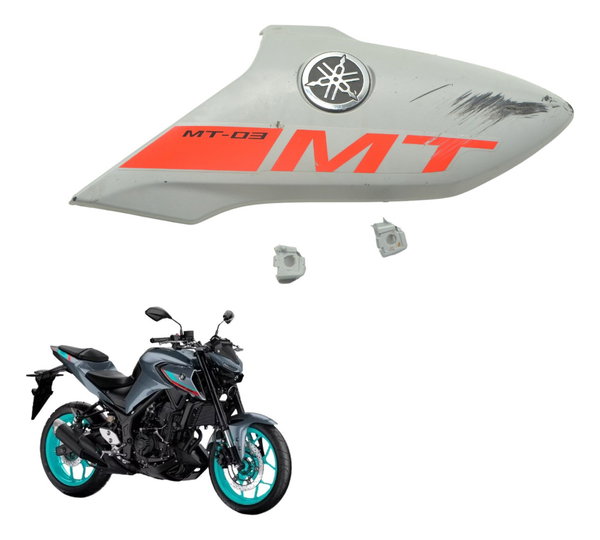 Carenagem Lateral Esq. C/ Avaria Yamaha Mt 03 20-24 Orig Branco
