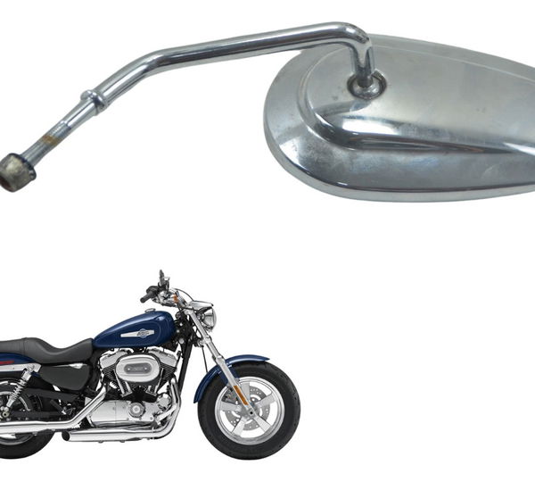 Espelho Esquerdo C/ Detalhes Harley Xl 1200 2013 Original Prateado