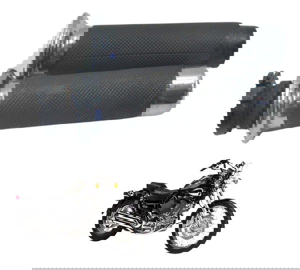 Par Manoplas C/ Avaria Yamaha Virago Xv 535 94-02 Original Preto