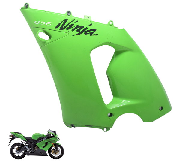 Carenagem Lateral Esq C/ Detalhes Kawasaki Zx 6r 05-06 Orig Verde