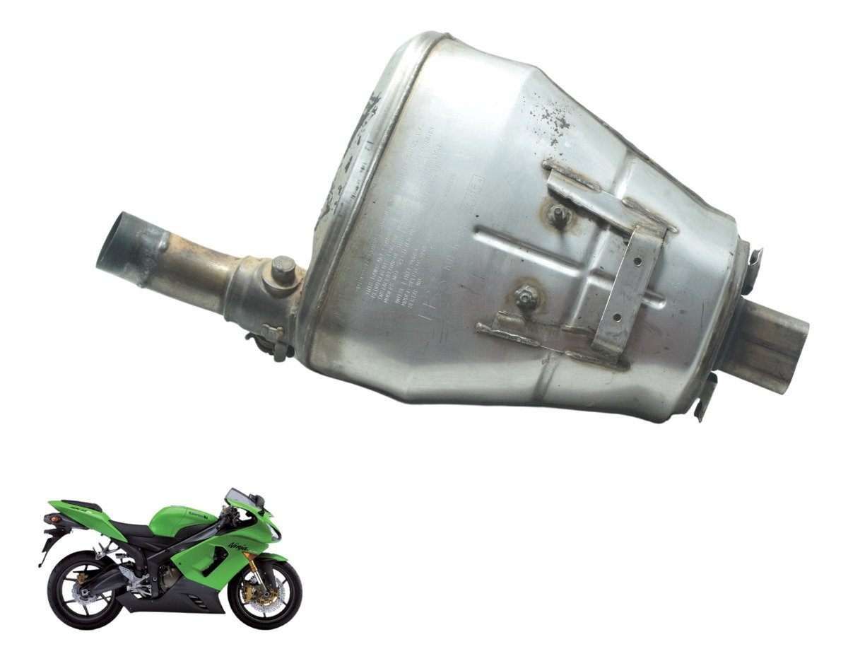 Ponteira Escape C/ Detalhes Kawasaki Zx 6r 05-06 Original Prateado