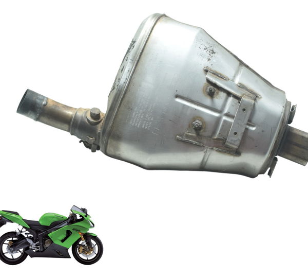 Ponteira Escape C/ Detalhes Kawasaki Zx 6r 05-06 Original Prateado