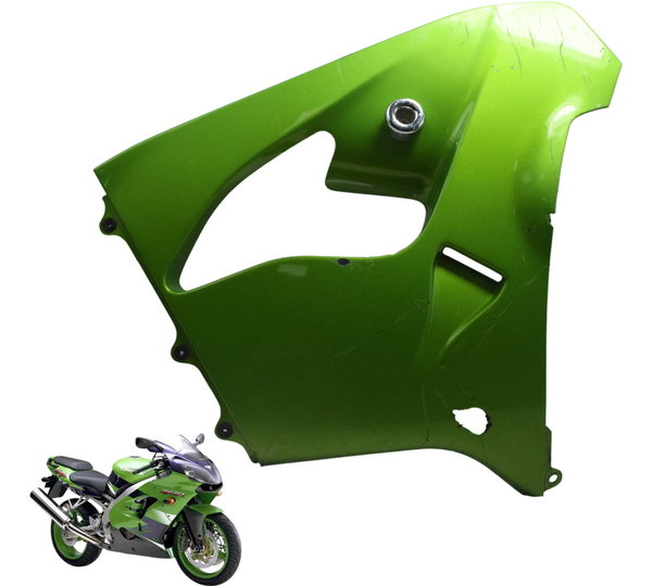 Carenagem Lateral Esq C/ Avaria Kawasaki Zx 9r 2001 Original Verde