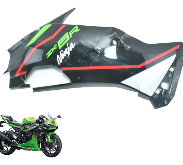 Carenagem Lat Esq C/ Avaria Kawasaki Zx636 Zx 6r 19-24 Orig Preto