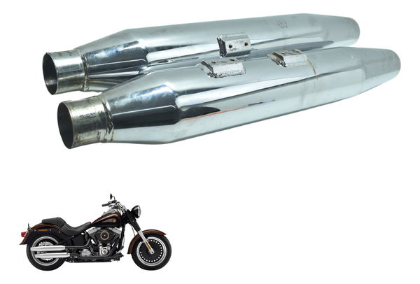 Par Ponteira Escape Detal Harley Softail Fat Boy Flstf 11-15