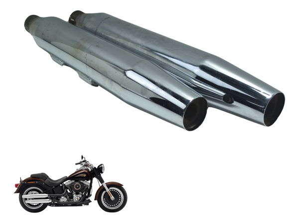 Par Ponteira Escape Detal Harley Softail Fat Boy Flstf 11-15