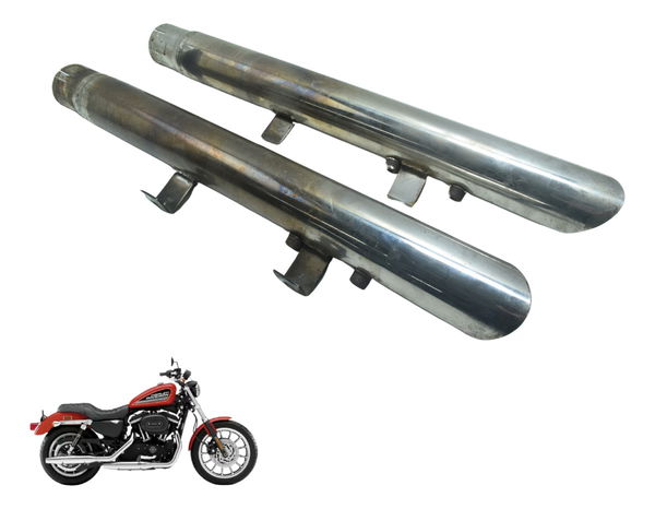 Par Ponteira Escape C/ Avaria Harley 883 R Sportster 08-09