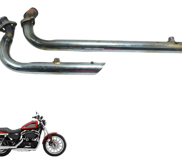 Par Ponteira Escape C/ Detalhes Harley 883 R Sportster 08-09