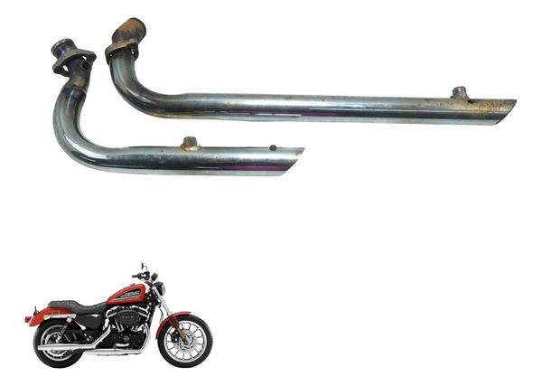 Par Ponteira Escape C/ Detalhes Harley 883 R Sportster 08-09
