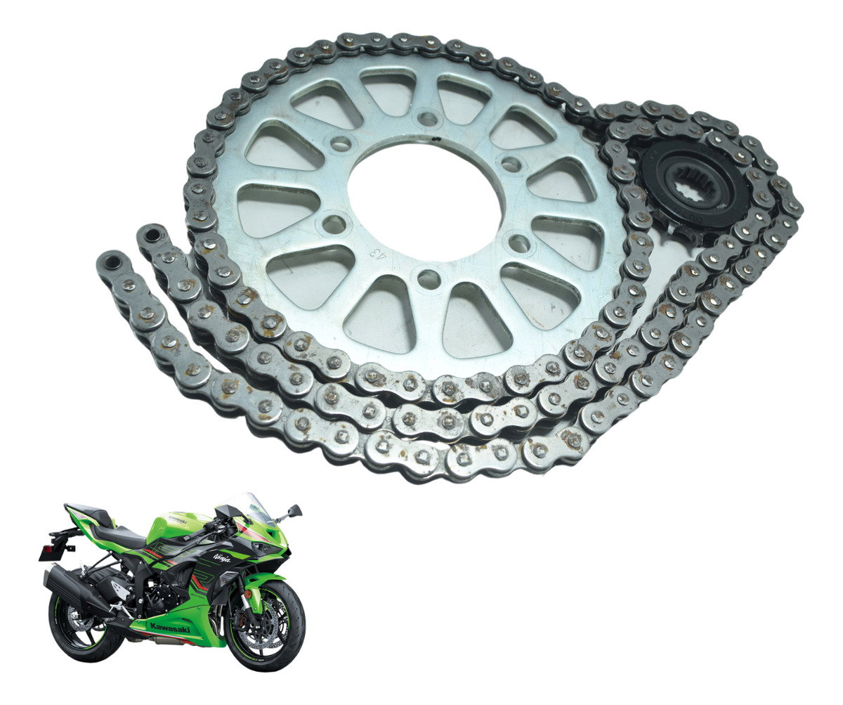 Kit Relação S/ Emenda Kawasaki Zx636 Zx 6r 19-24 Original Prateado