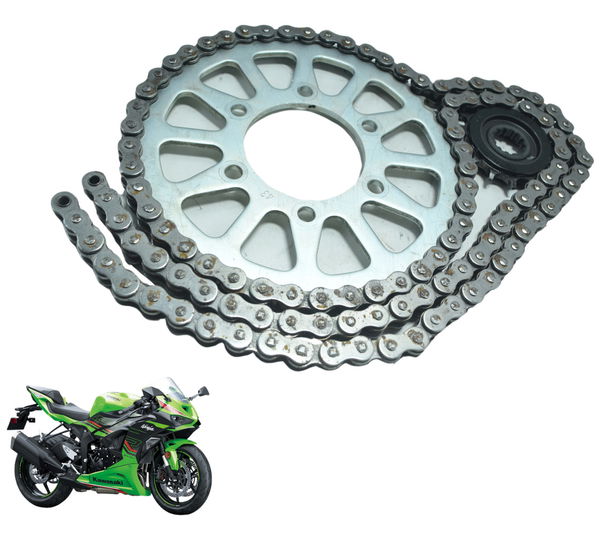 Kit Relação S/ Emenda Kawasaki Zx636 Zx 6r 19-24 Original Prateado