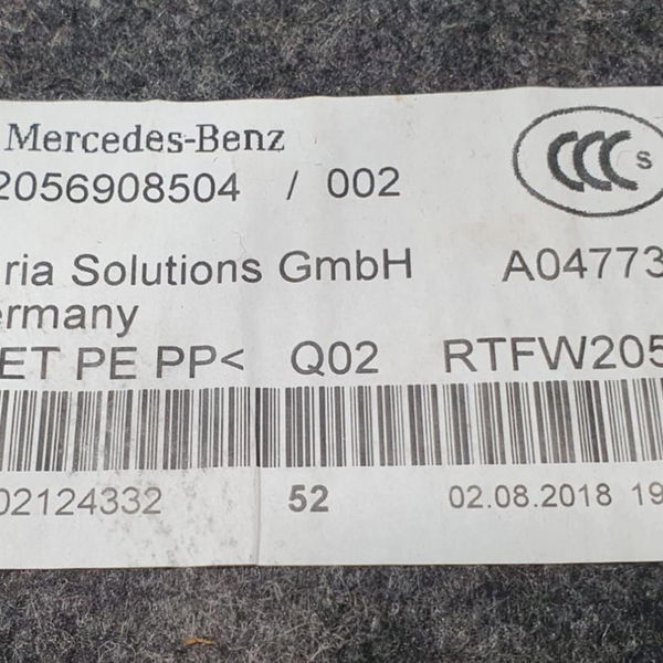 Forro Interno Tampa Porta-malas Mercedes C180 2019 Preto