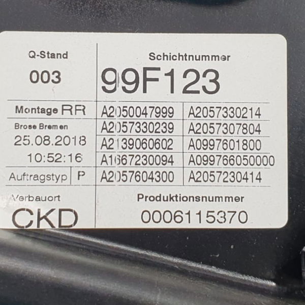 Máquina De Vidro Traseira Direita Mercedes C180 2019