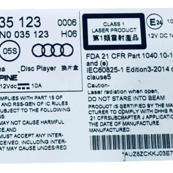 Leitor De Disco Original Audi Q8 2020 Alpine 4n0035123