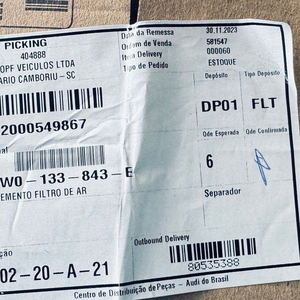 Filtro De Ar Audi A4 A5 2015-2017 Original 8w0133843e