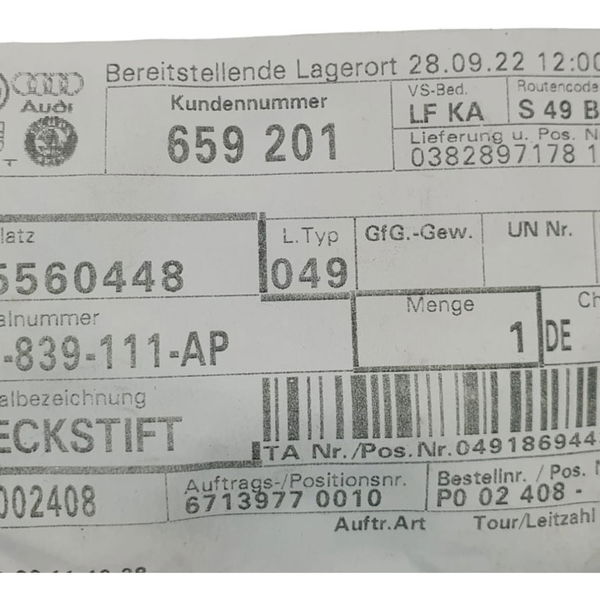 Alfinete Pino De Instalação 3 Pçs Audi Porsche V03839111ap