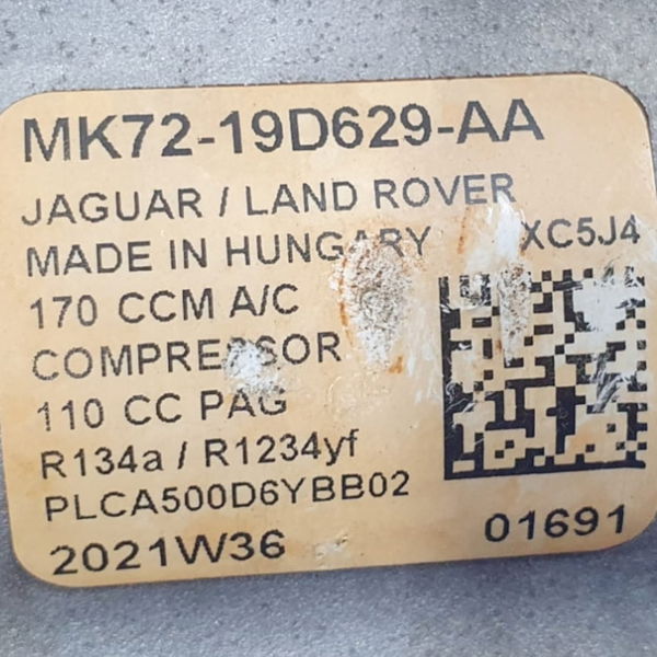 Compressor Ar Condicionado Lr Discovery Sport Diesel 2022
