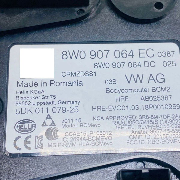 Módulo Bcm2 Audi A4 A5 2.0 Tfsi 2018 Cód. 8w0907064ec